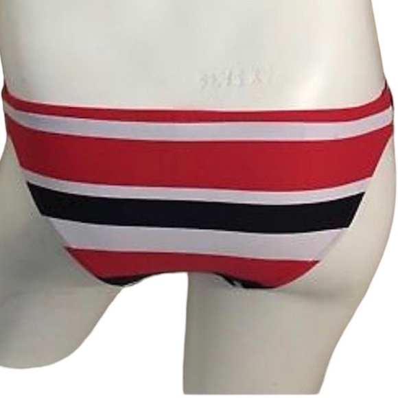 Seafolly Walk The Line Striped Zipper Side Accent Brazilian Bikini Swim Bottom - Picture 7 of 7